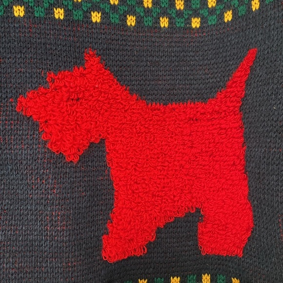 Vintage Tally Ho Womens Cardigan Red Black Scotty Dog Holiday Christmas Size XL - Picture 4 of 13